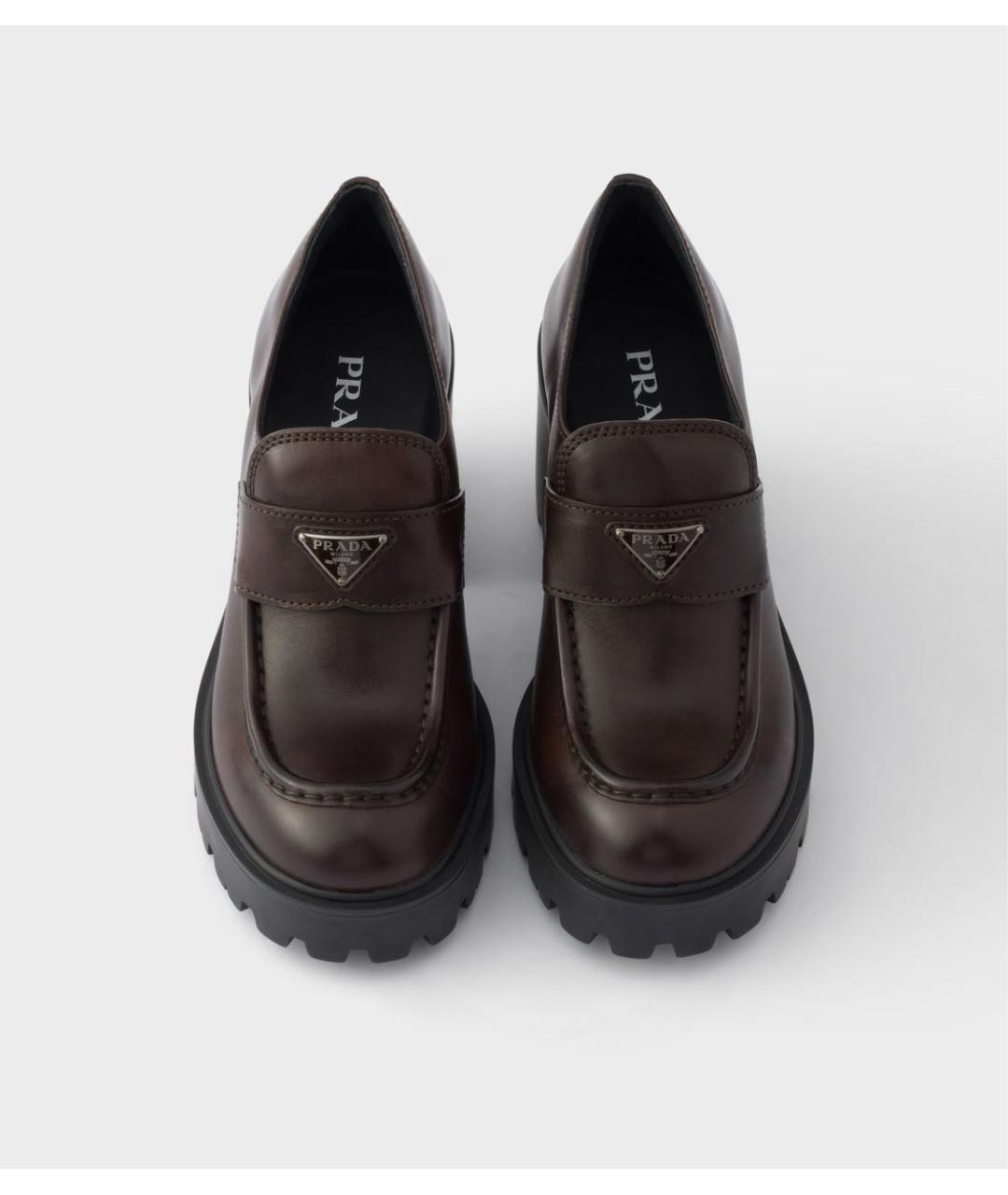 PRADA Коричневые кожаные туфли, фото 4