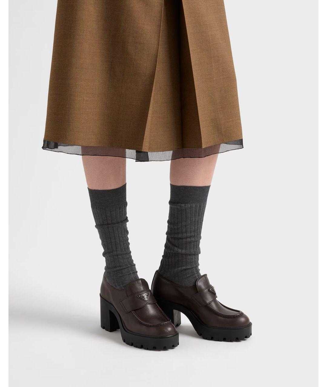 PRADA Коричневые кожаные туфли, фото 3