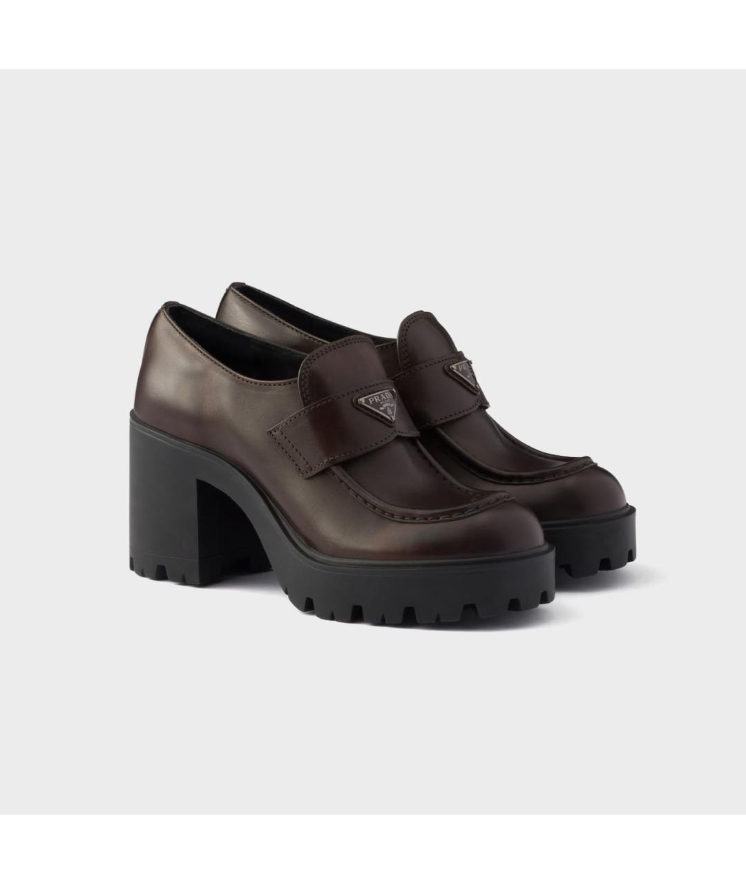 PRADA Коричневые кожаные туфли, фото 2