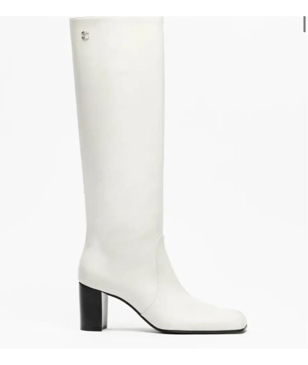 CHANEL Белые кожаные сапоги, фото 6