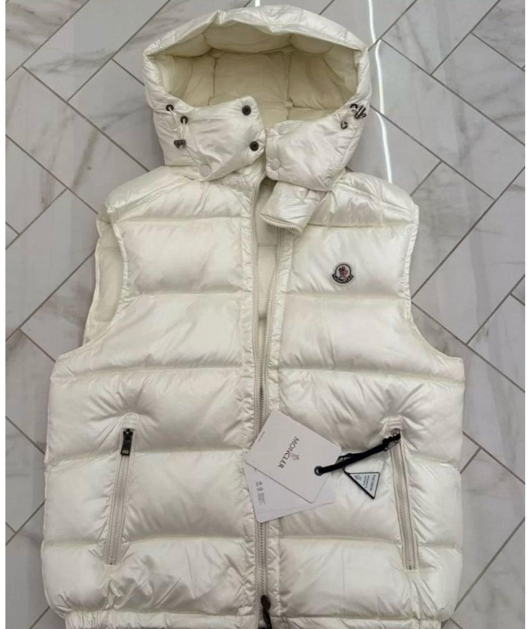 MONCLER Белый нейлоновый жилет, фото 3