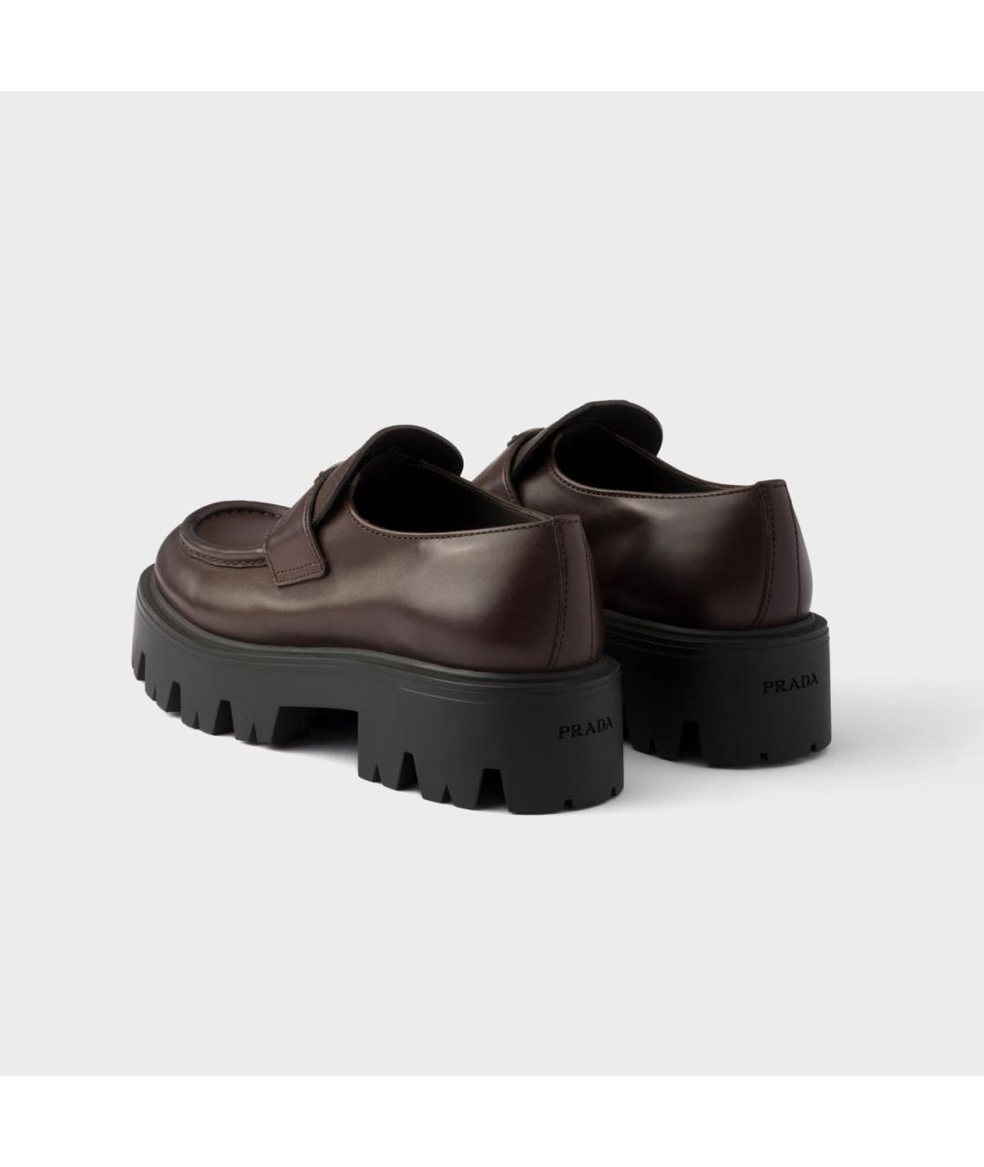 PRADA Коричневые кожаные лоферы, фото 5