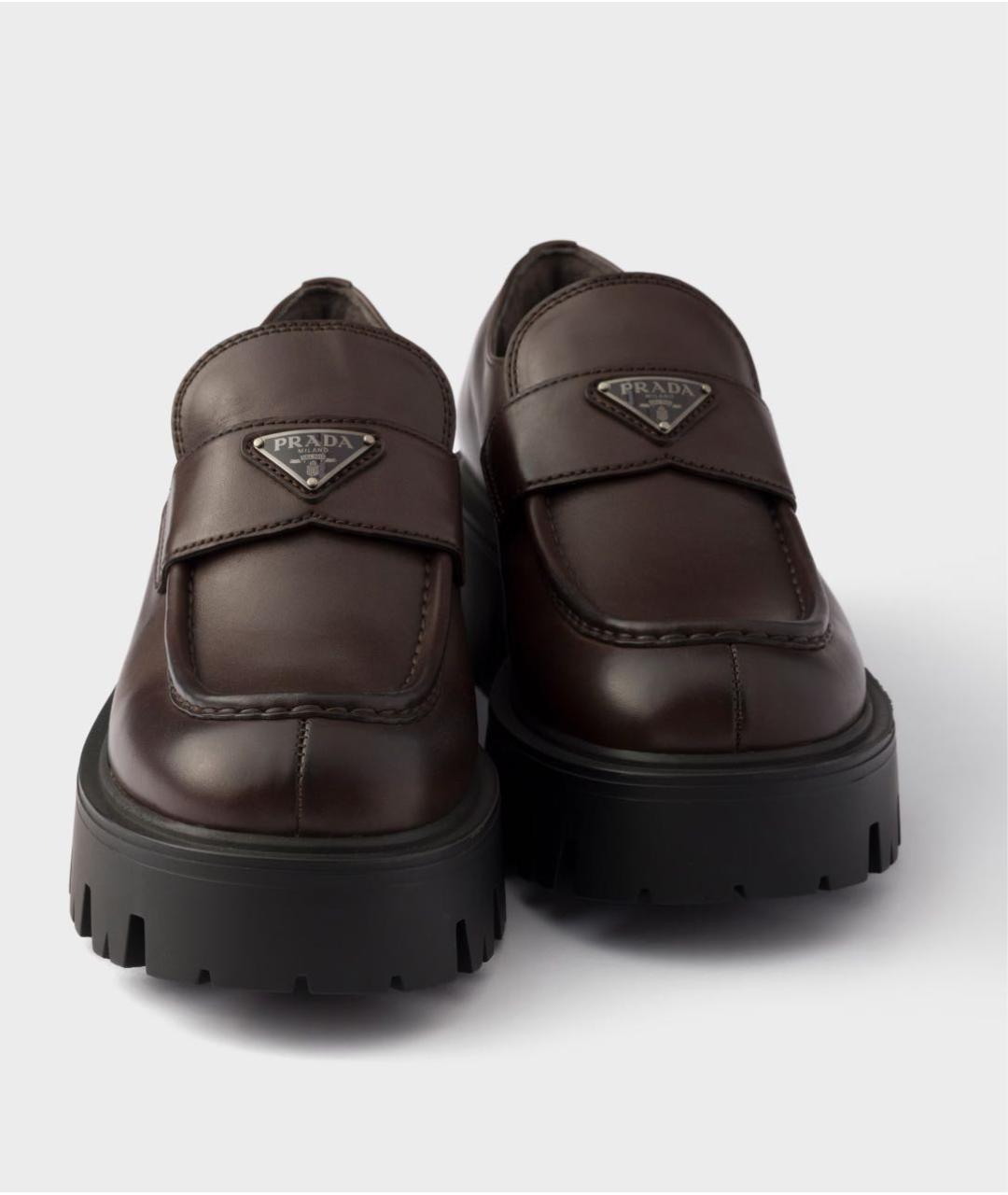 PRADA Коричневые кожаные лоферы, фото 6