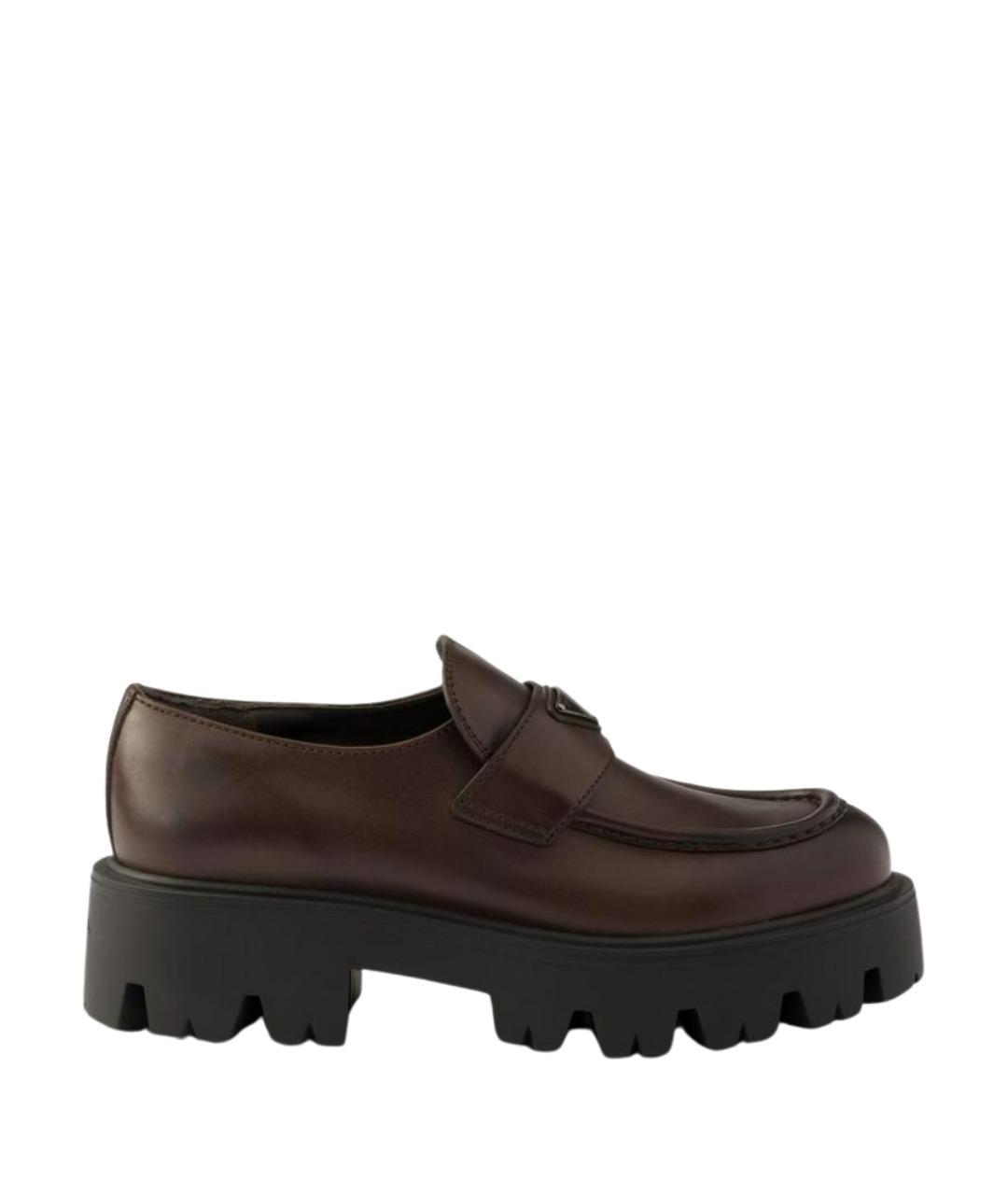 PRADA Коричневые кожаные лоферы, фото 1