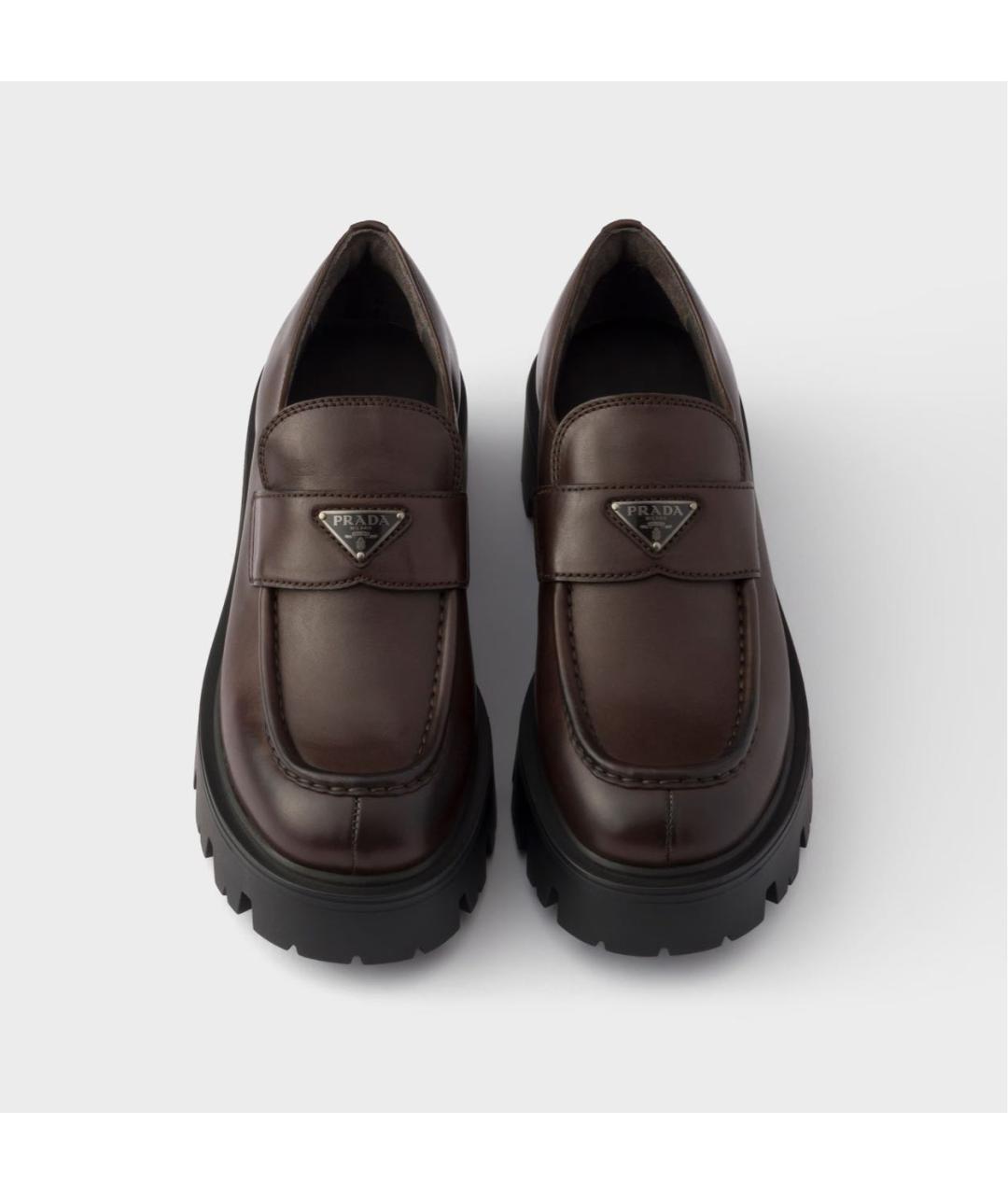 PRADA Коричневые кожаные лоферы, фото 4