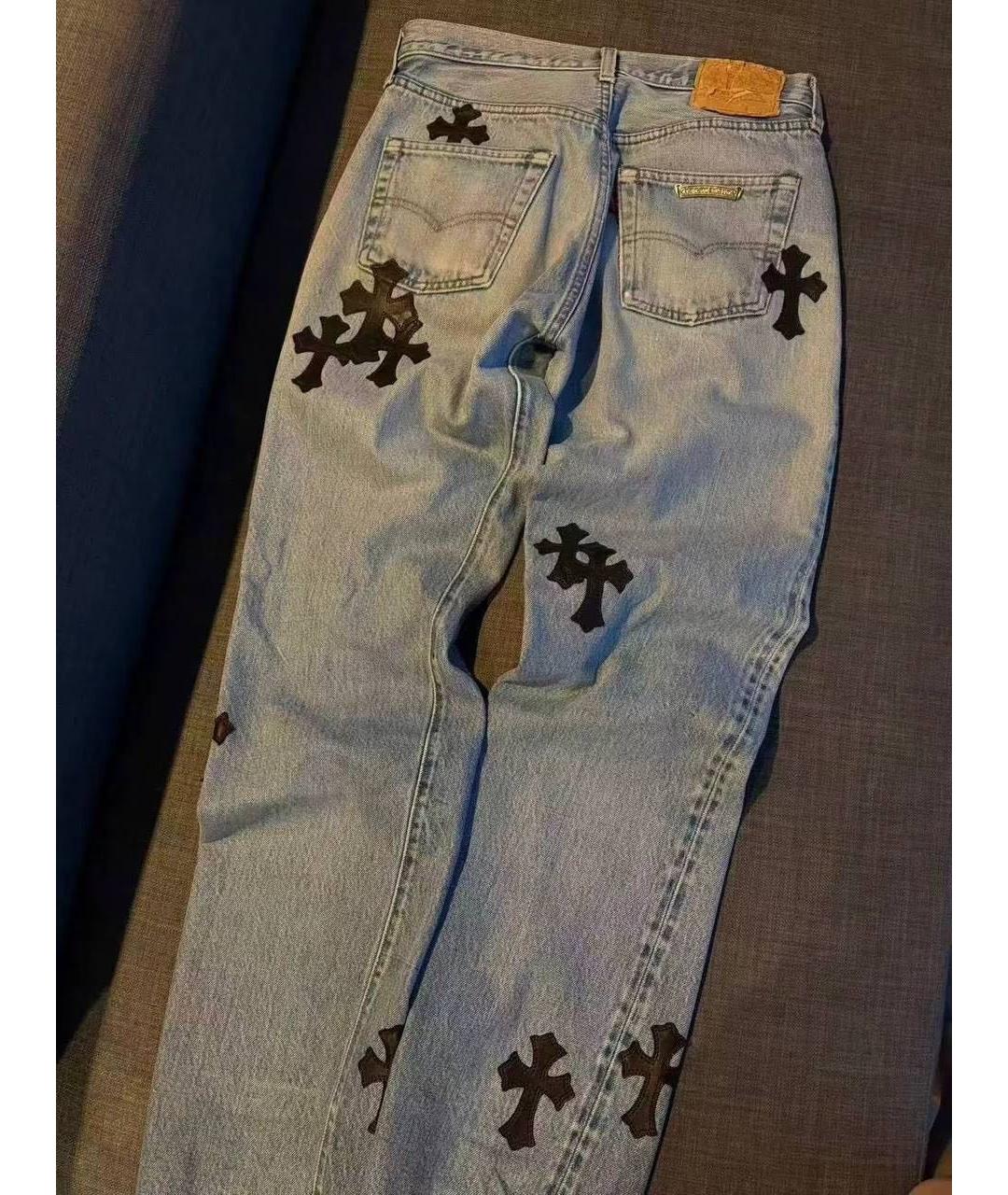 CHROME HEARTS Голубые хлопковые прямые джинсы, фото 2