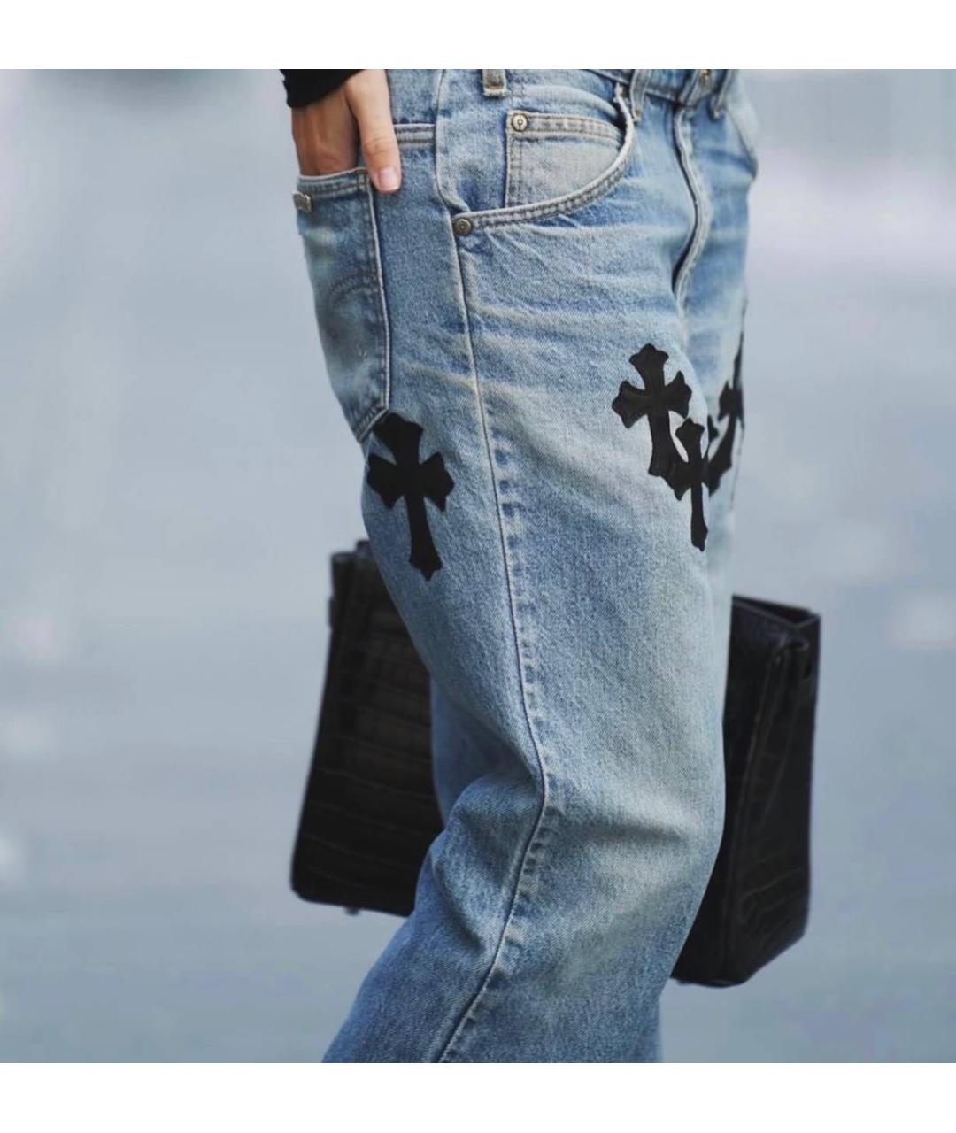 CHROME HEARTS Голубые хлопковые прямые джинсы, фото 5