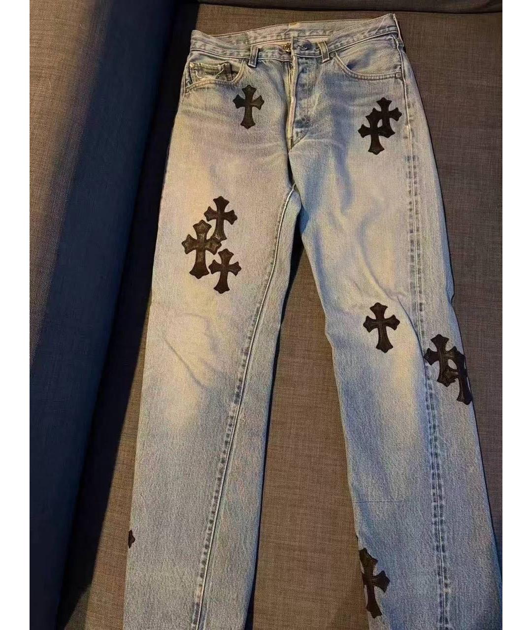 CHROME HEARTS Голубые хлопковые прямые джинсы, фото 6