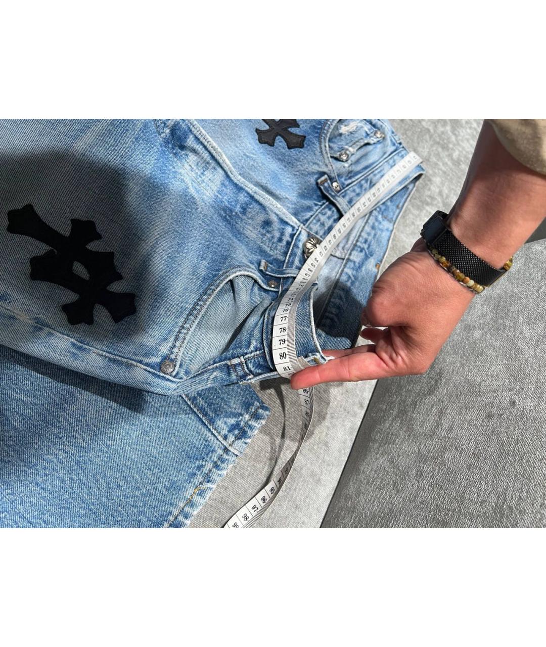 CHROME HEARTS Голубые хлопковые прямые джинсы, фото 3