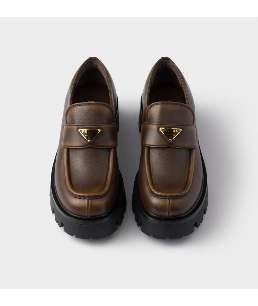 PRADA Коричневые кожаные лоферы, фото 3