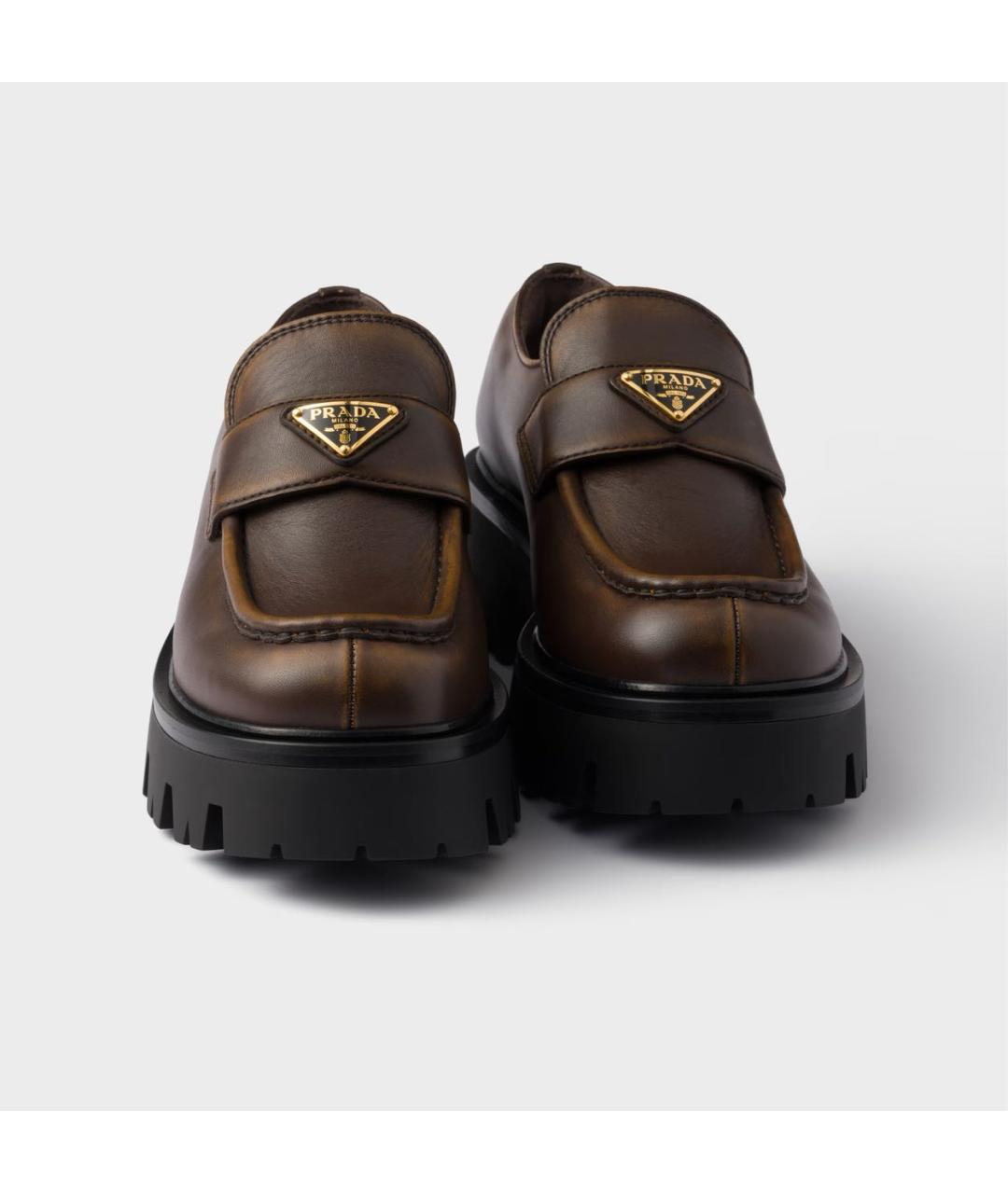 PRADA Коричневые кожаные лоферы, фото 5