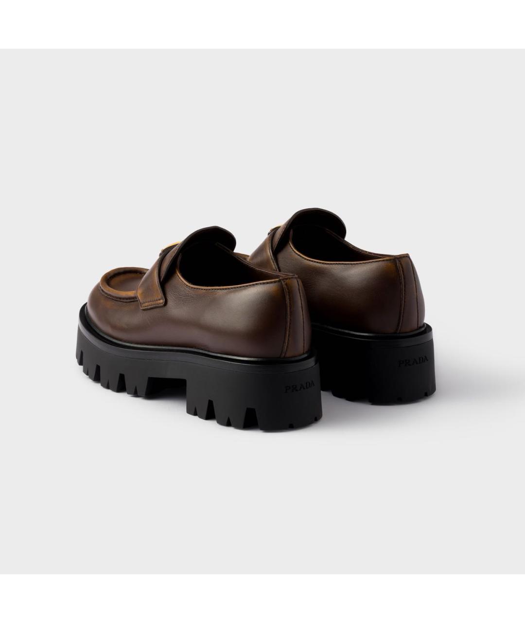 PRADA Коричневые кожаные лоферы, фото 4