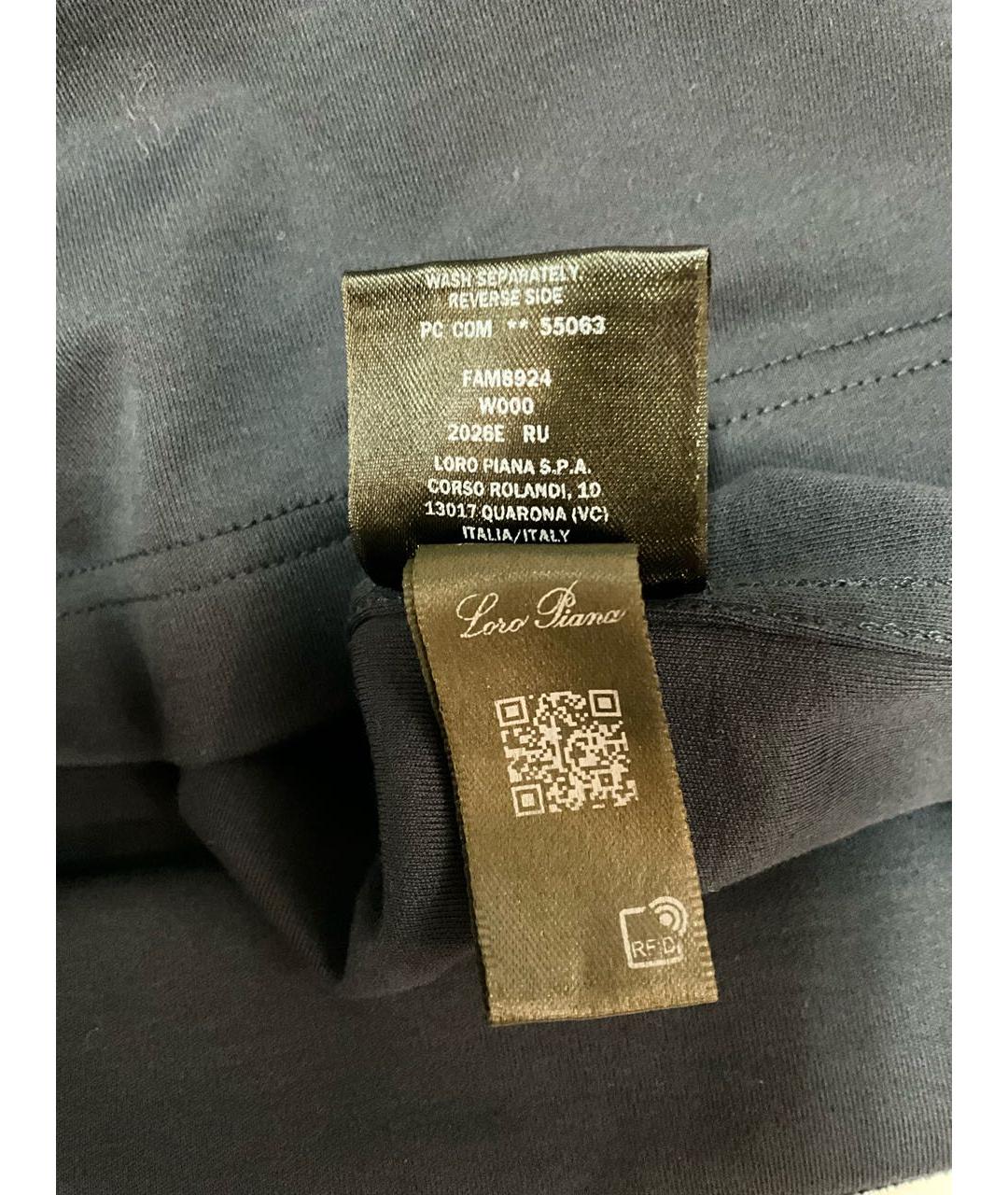 LORO PIANA Синяя хлопковая футболка, фото 7