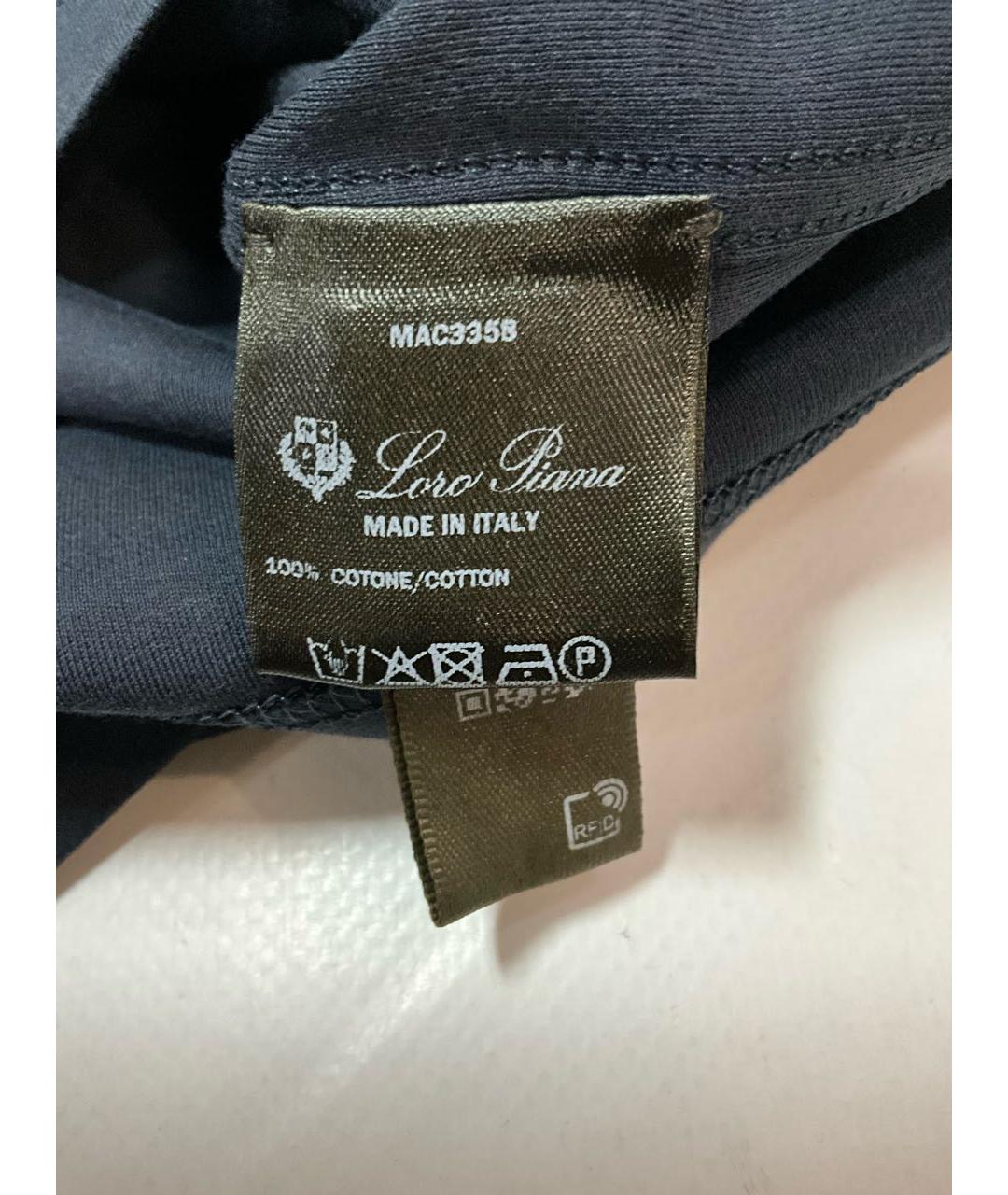LORO PIANA Синяя хлопковая футболка, фото 6