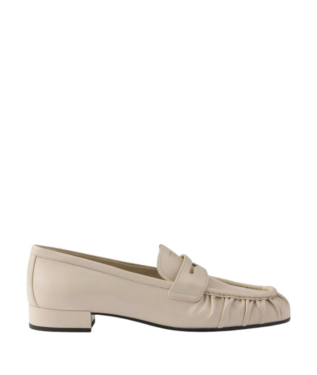 PRADA Бежевые кожаные лоферы, фото 1