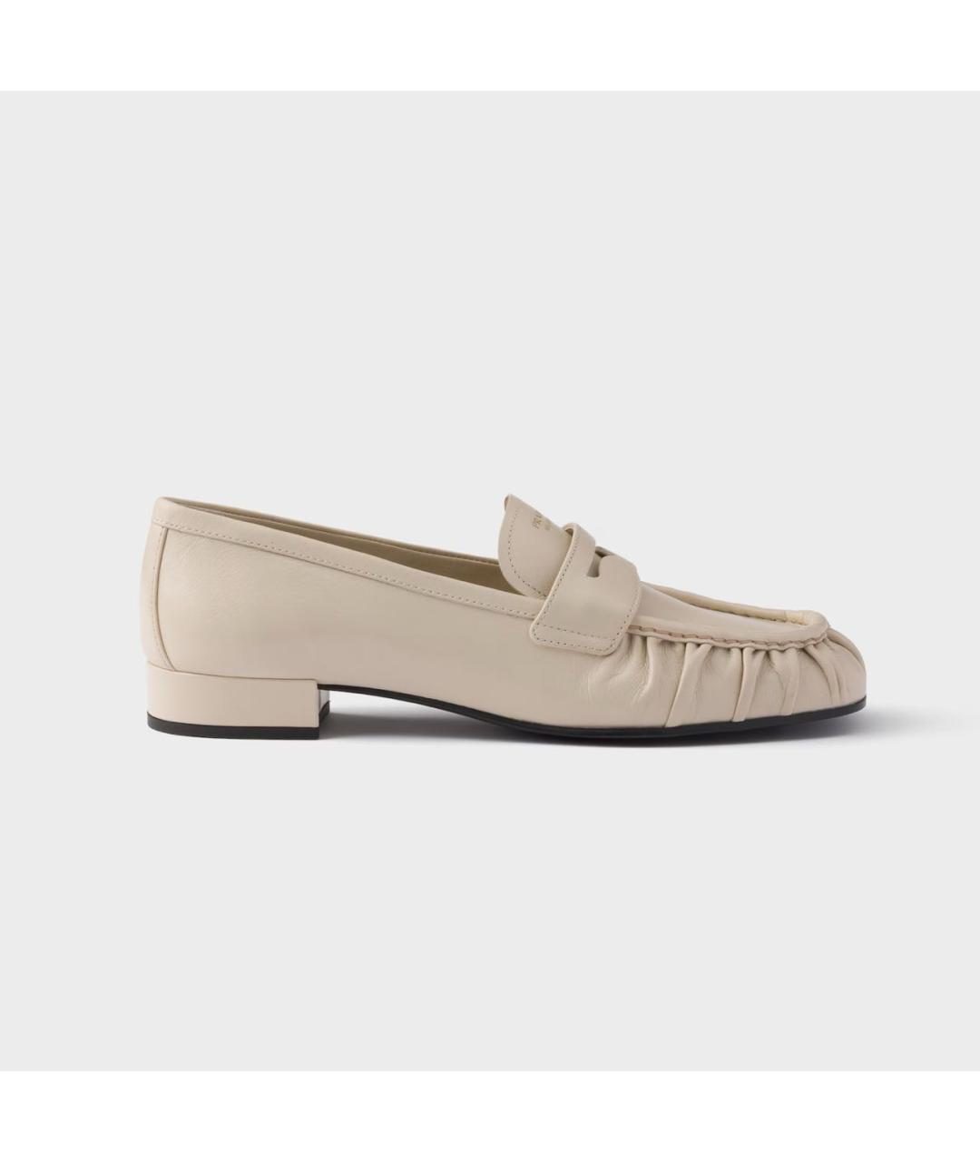 PRADA Бежевые кожаные лоферы, фото 7