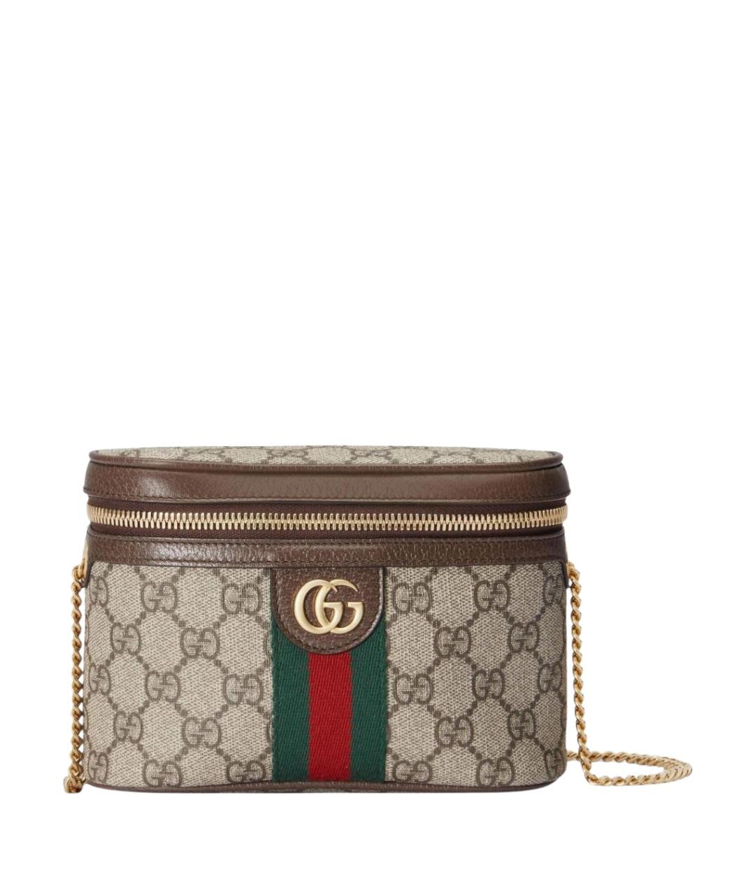 GUCCI Коричневая поясная сумка из канвы, фото 1