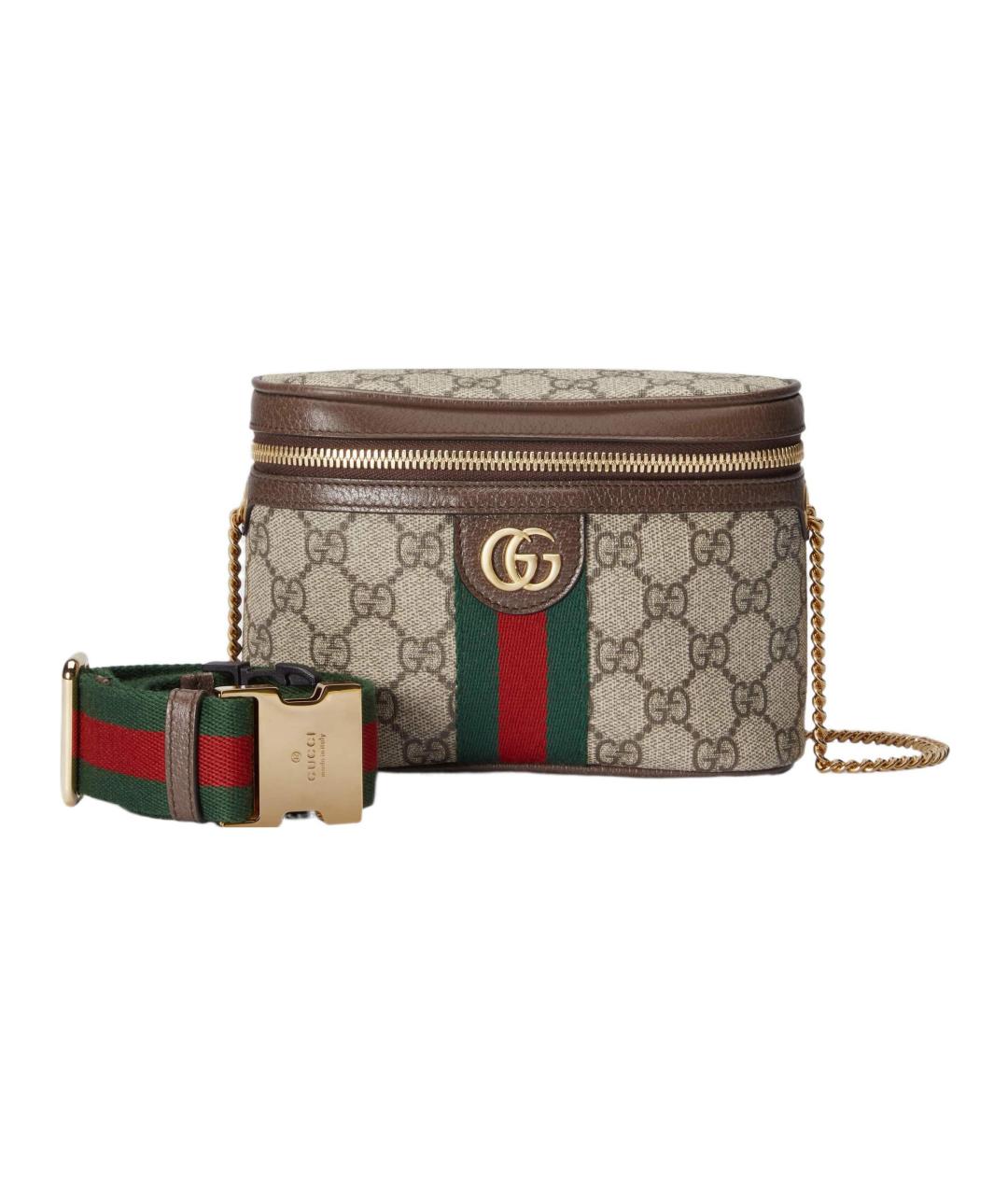 GUCCI Коричневая поясная сумка из канвы, фото 2