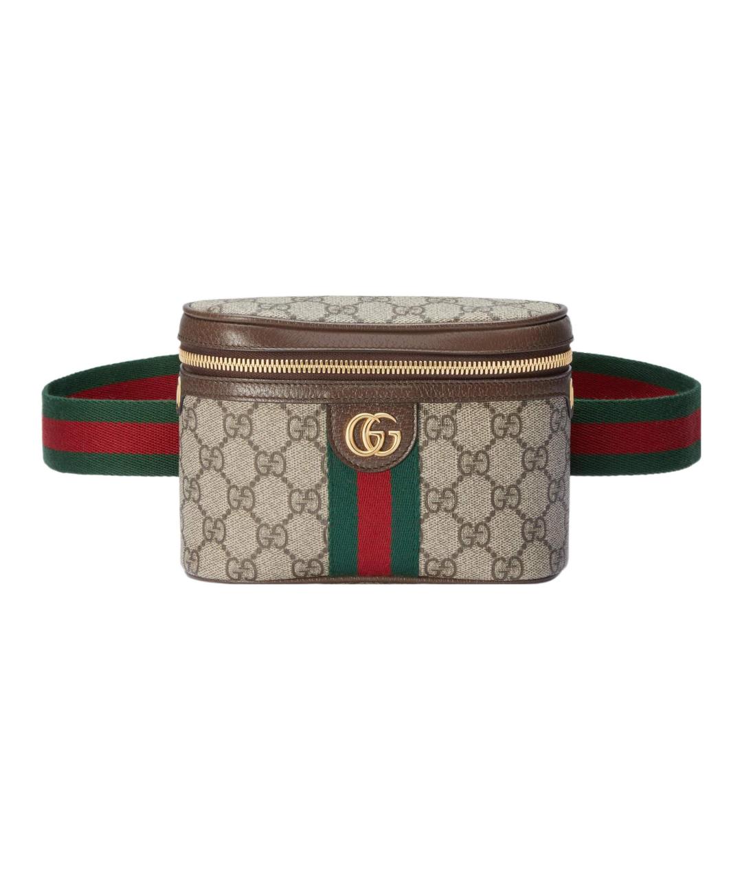 GUCCI Коричневая поясная сумка из канвы, фото 3