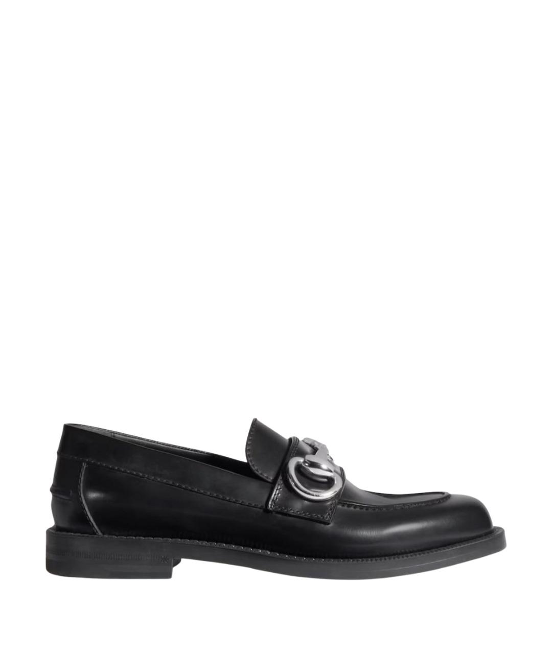 GUCCI Черные кожаные лоферы, фото 1