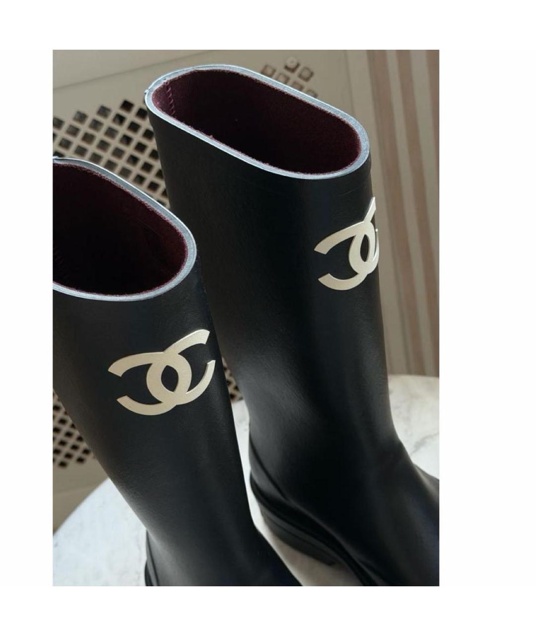 CHANEL Черные резиновые сапоги, фото 5