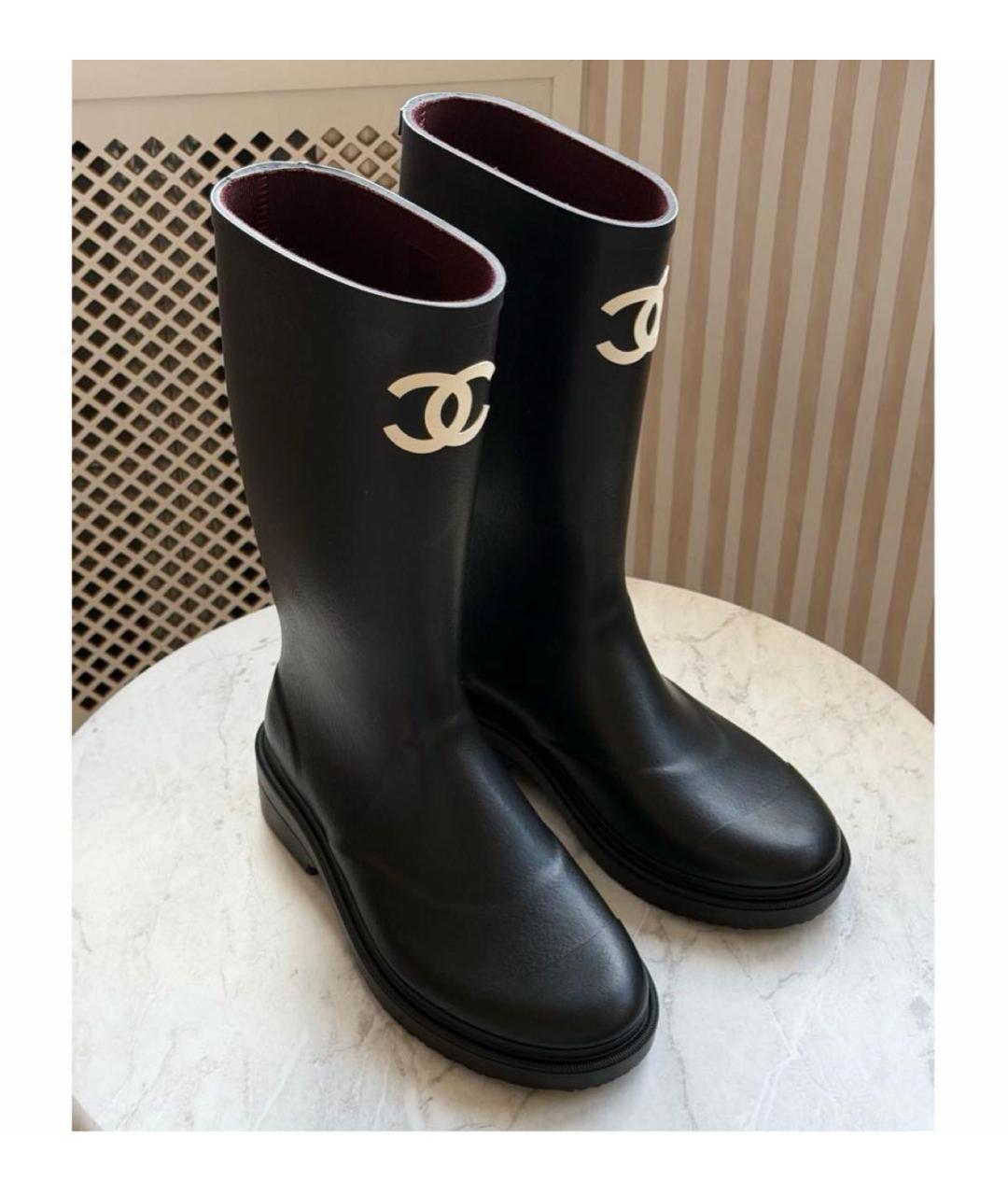 CHANEL Черные резиновые сапоги, фото 3