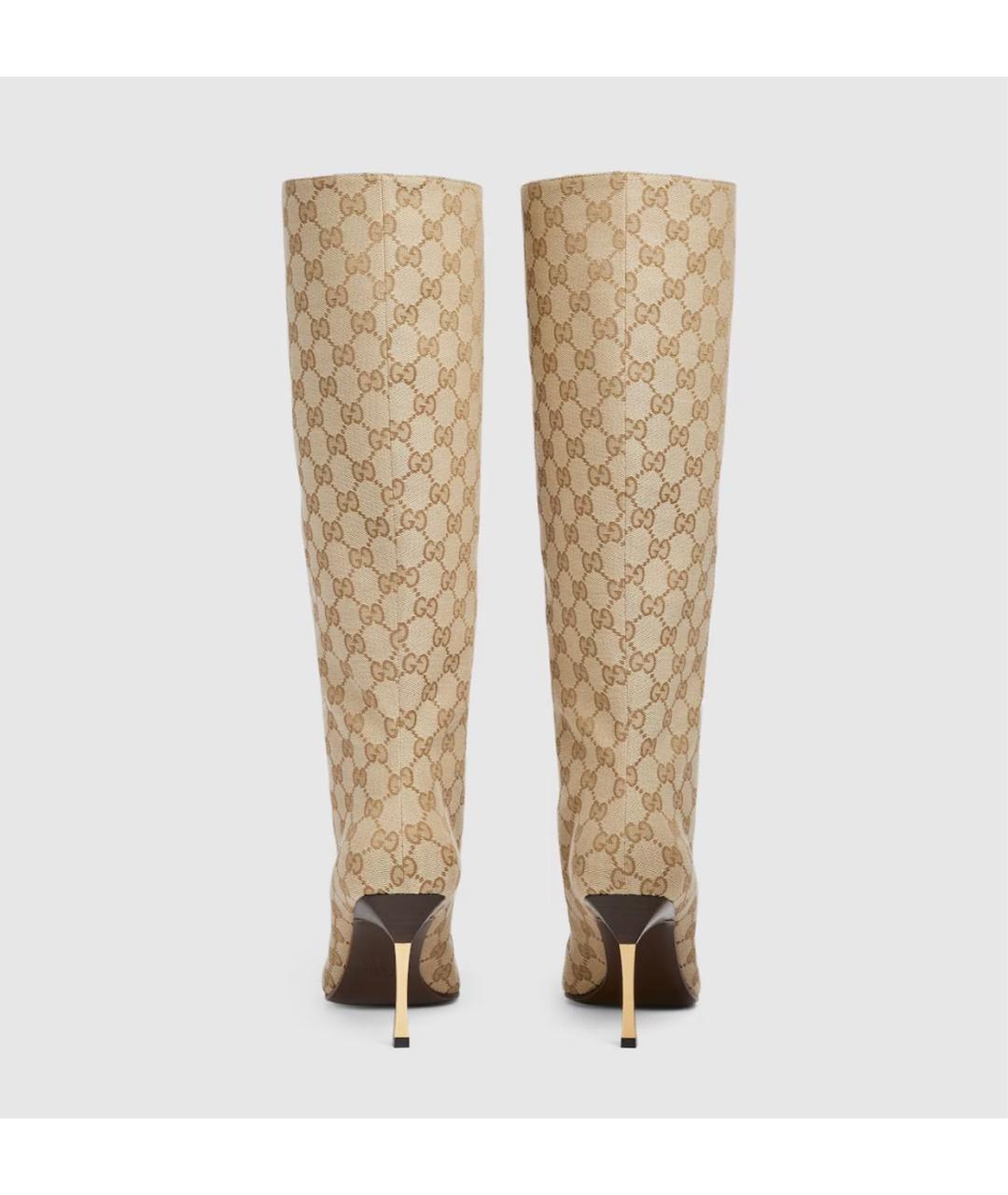 GUCCI Бежевые текстильные сапоги, фото 4