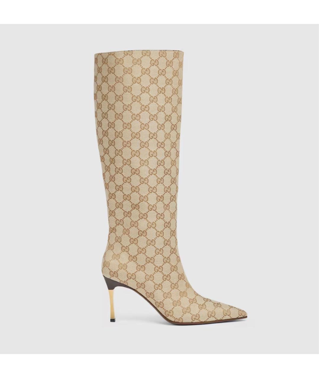 GUCCI Бежевые текстильные сапоги, фото 5