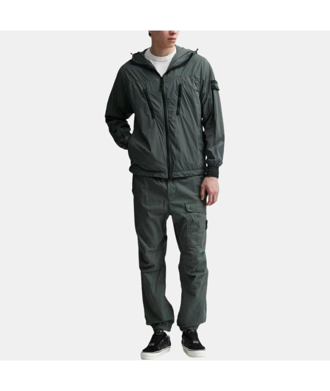 STONE ISLAND Зеленые хлопковые повседневные брюки, фото 5