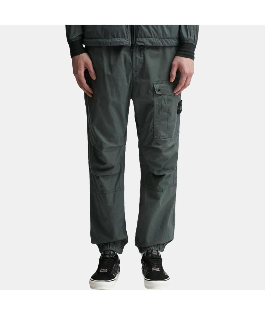 STONE ISLAND Зеленые хлопковые повседневные брюки, фото 3