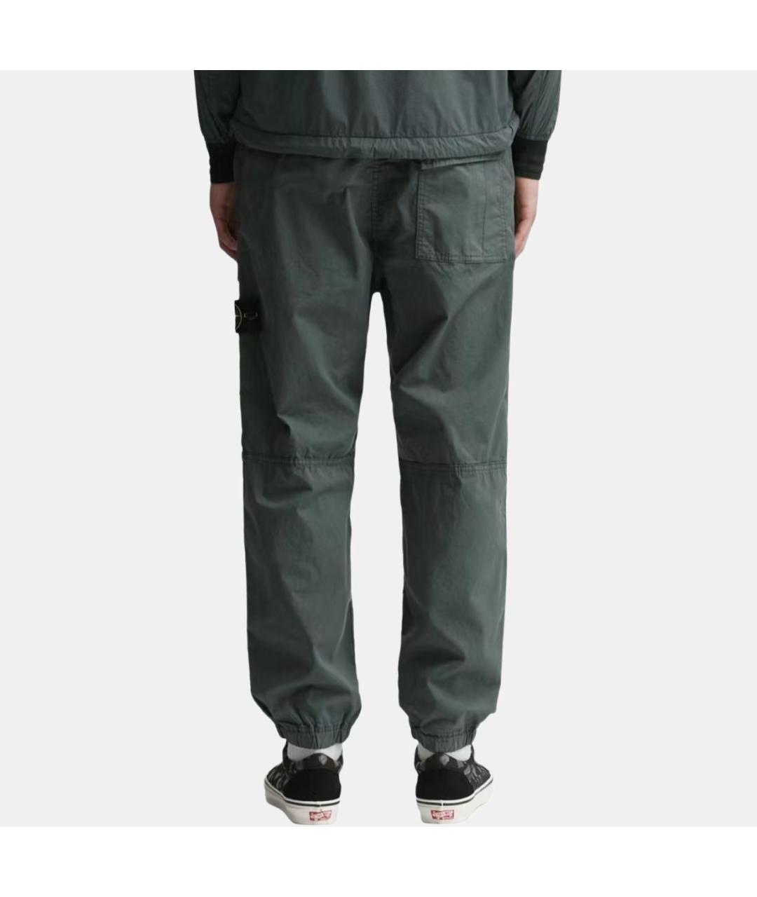 STONE ISLAND Зеленые хлопковые повседневные брюки, фото 4