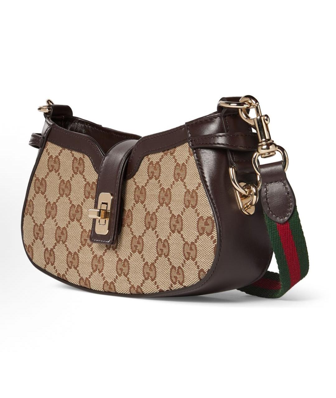 GUCCI Бежевая сумка через плечо из канвы, фото 2