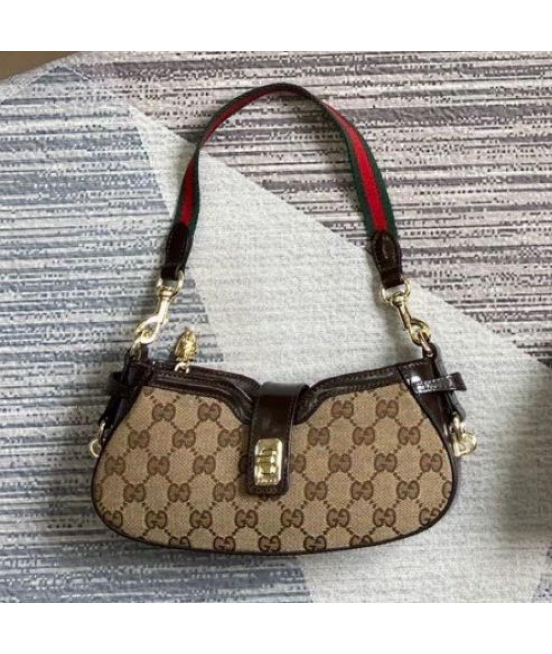 GUCCI Бежевая сумка через плечо из канвы, фото 6