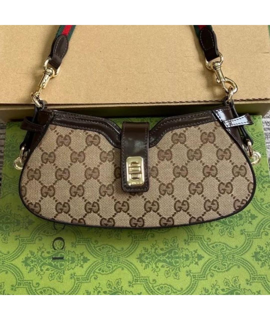 GUCCI Бежевая сумка через плечо из канвы, фото 7