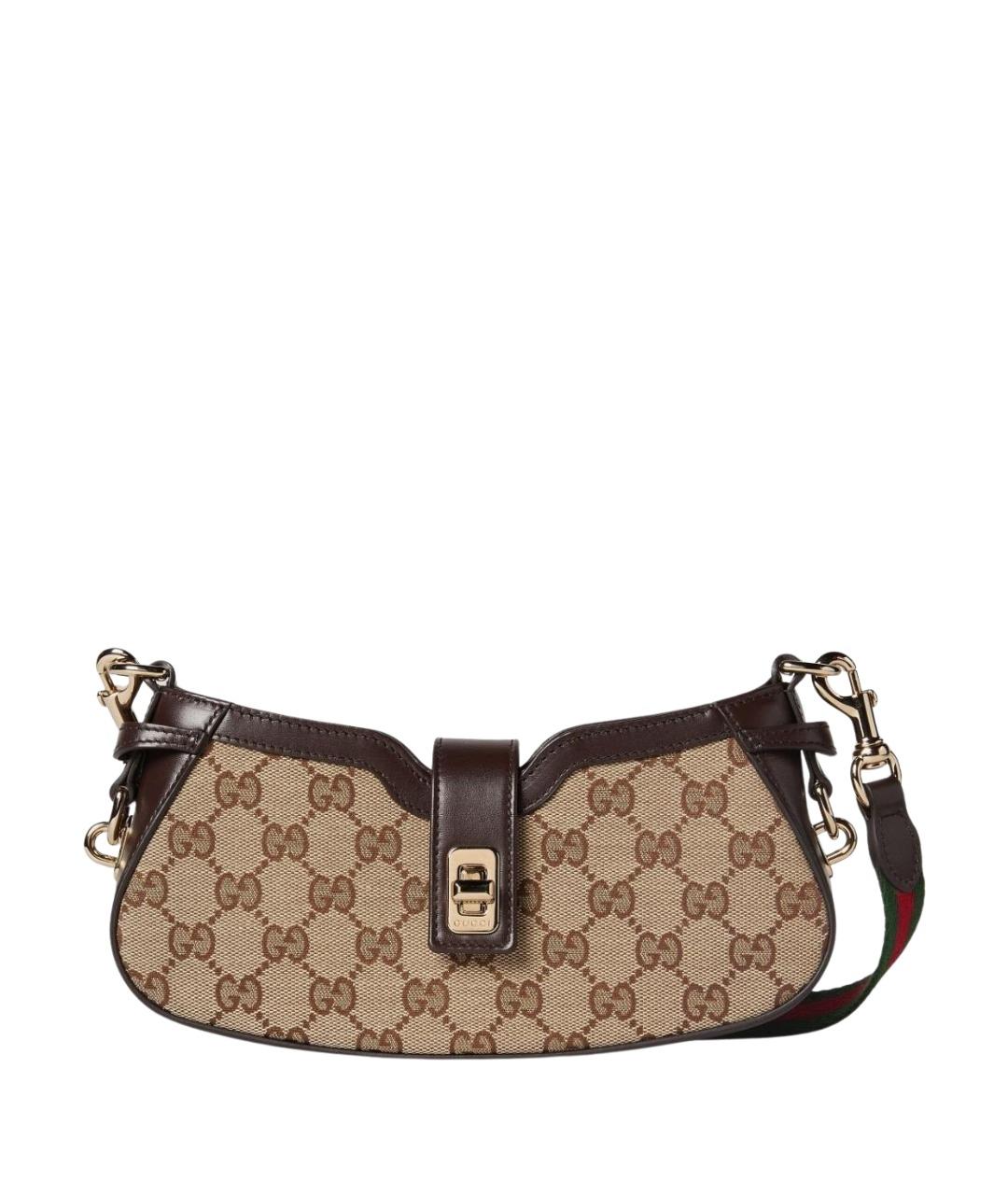 GUCCI Бежевая сумка через плечо из канвы, фото 1