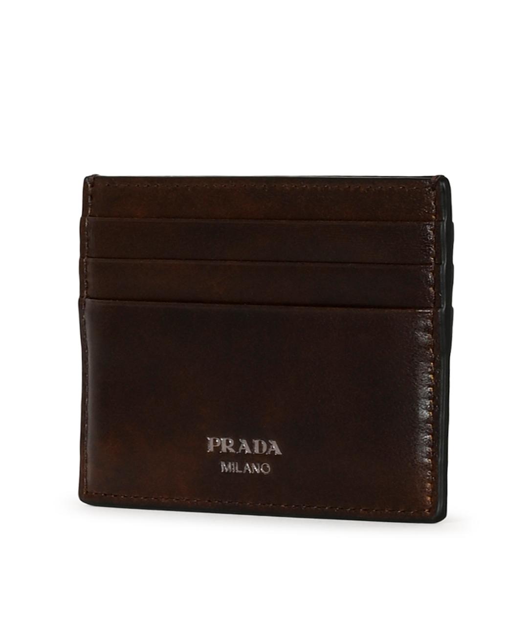 PRADA Коричневый кожаный кардхолдер, фото 4