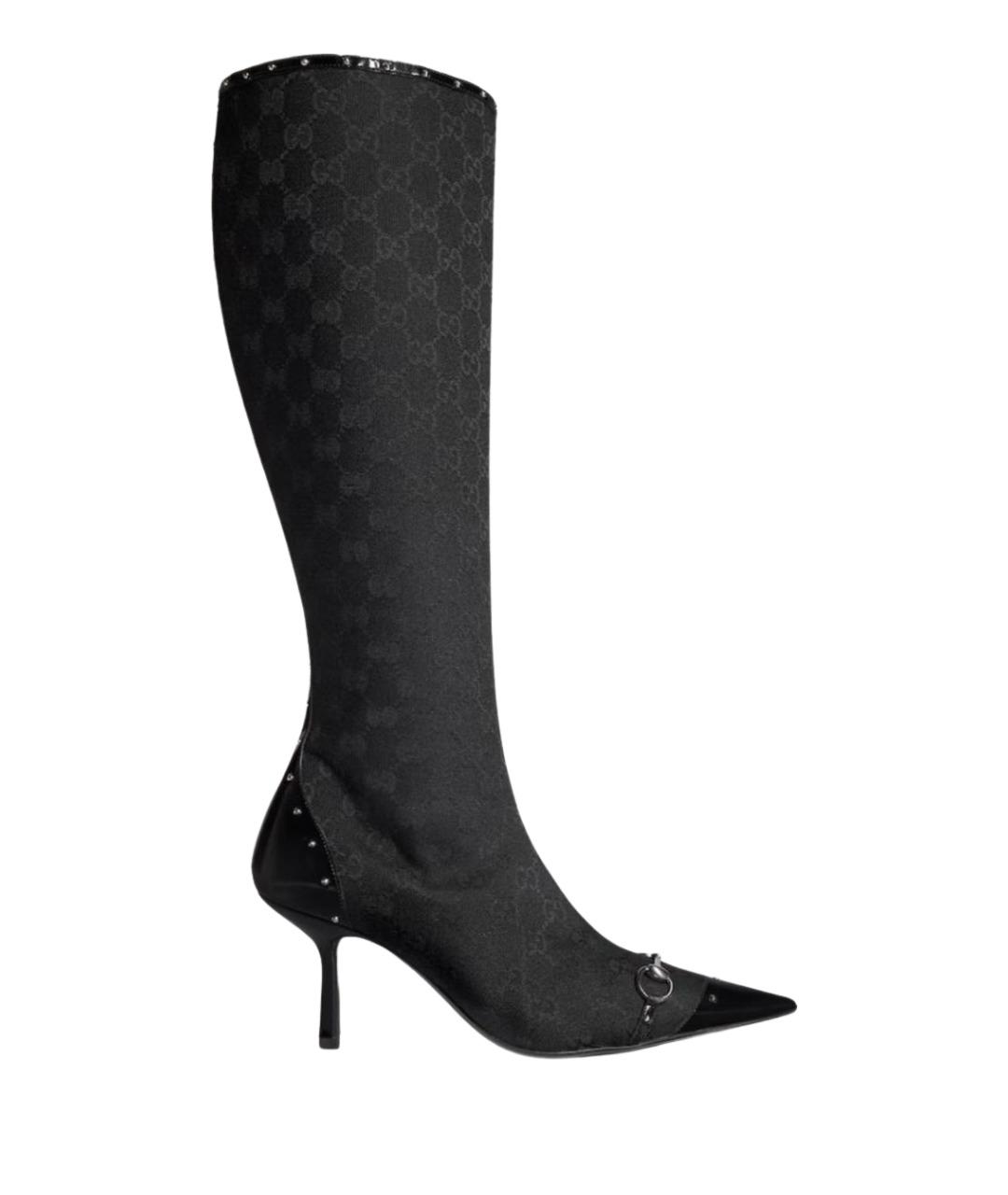GUCCI Черные текстильные сапоги, фото 1