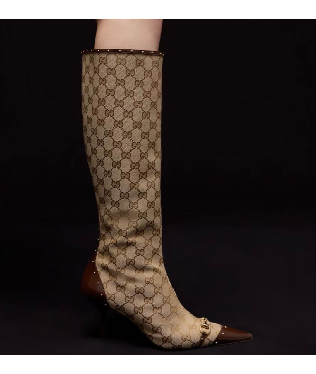GUCCI Бежевые сапоги, фото 4