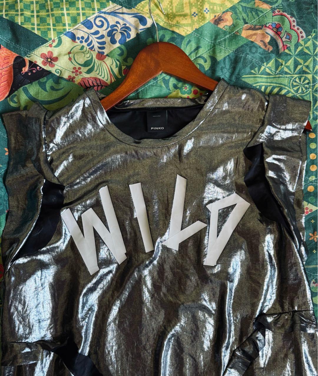 PINKO Серебряная полиэстеровая футболка, фото 3