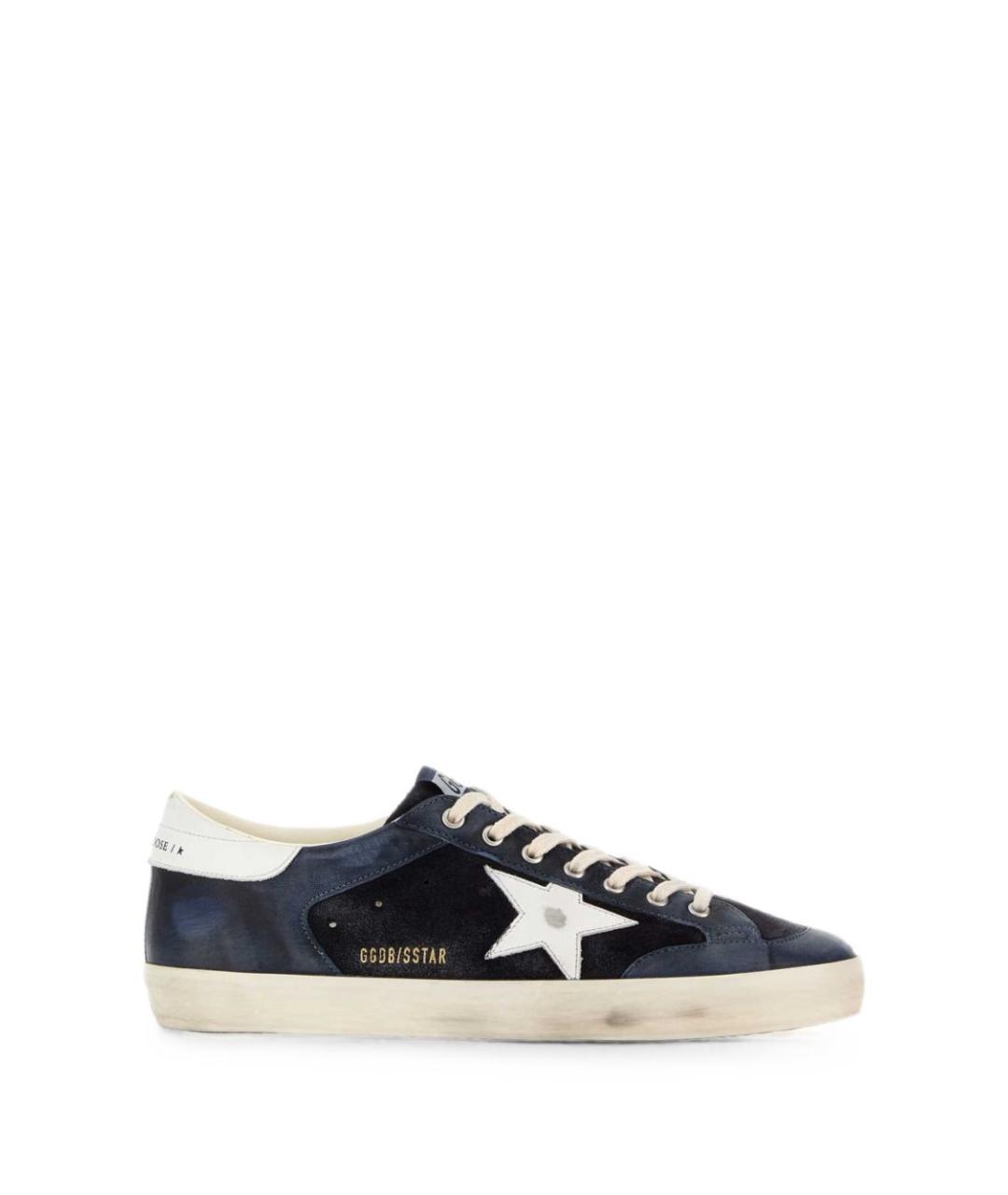 GOLDEN GOOSE Синие кожаные низкие кроссовки / кеды, фото 1