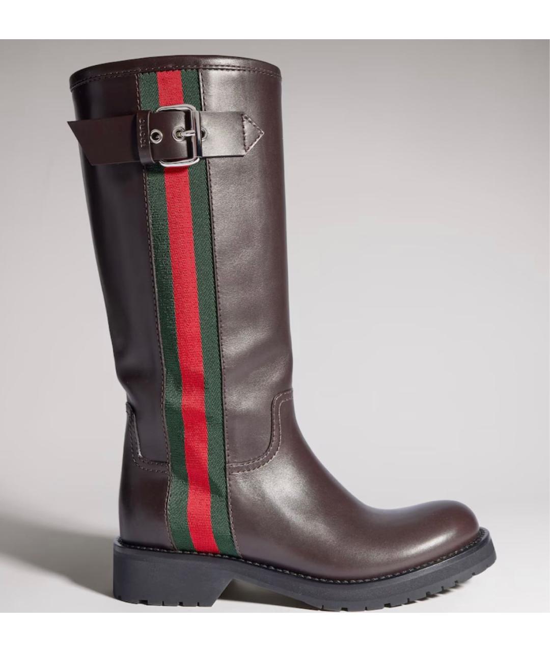 GUCCI Коричневые кожаные сапоги, фото 5
