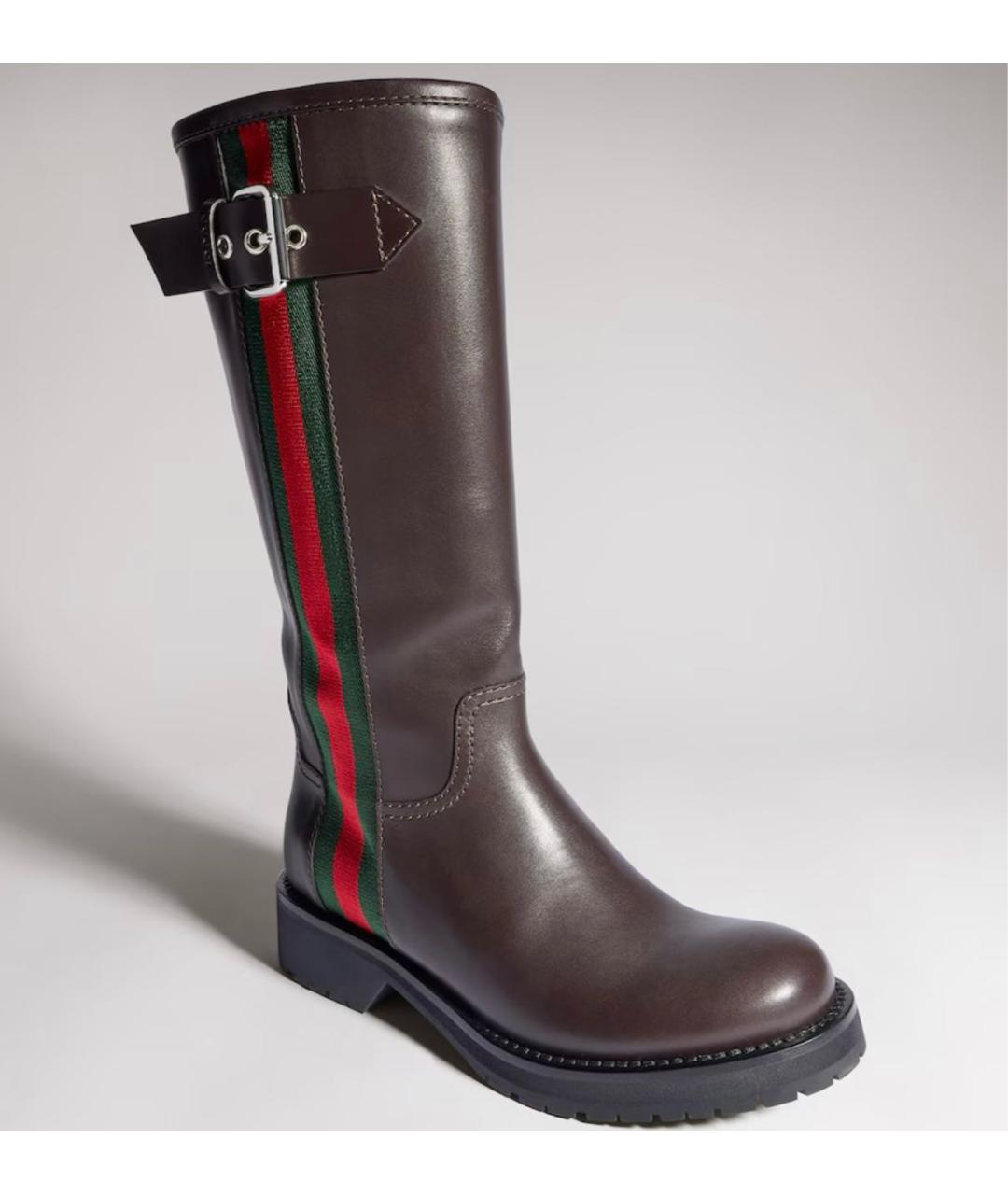 GUCCI Коричневые кожаные сапоги, фото 2