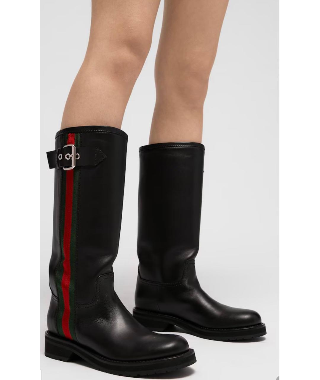 GUCCI Черные кожаные сапоги, фото 4
