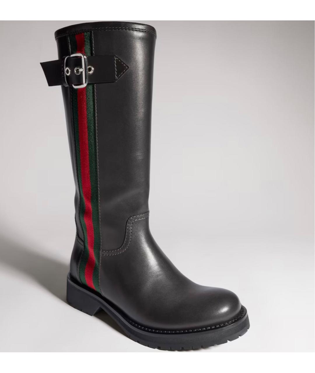 GUCCI Черные кожаные сапоги, фото 2