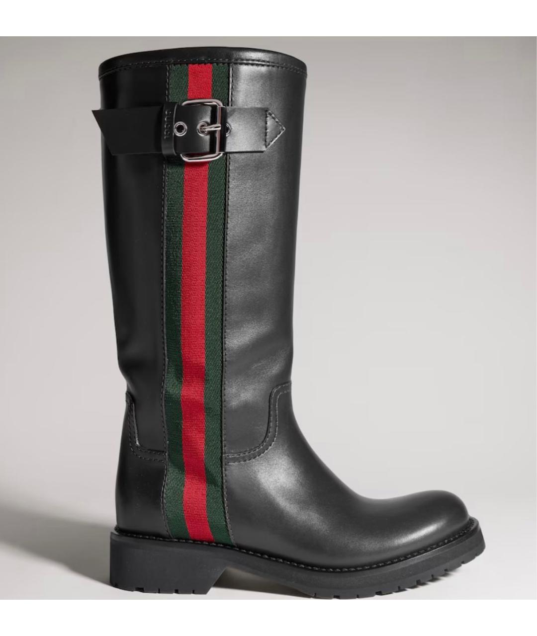 GUCCI Черные кожаные сапоги, фото 5