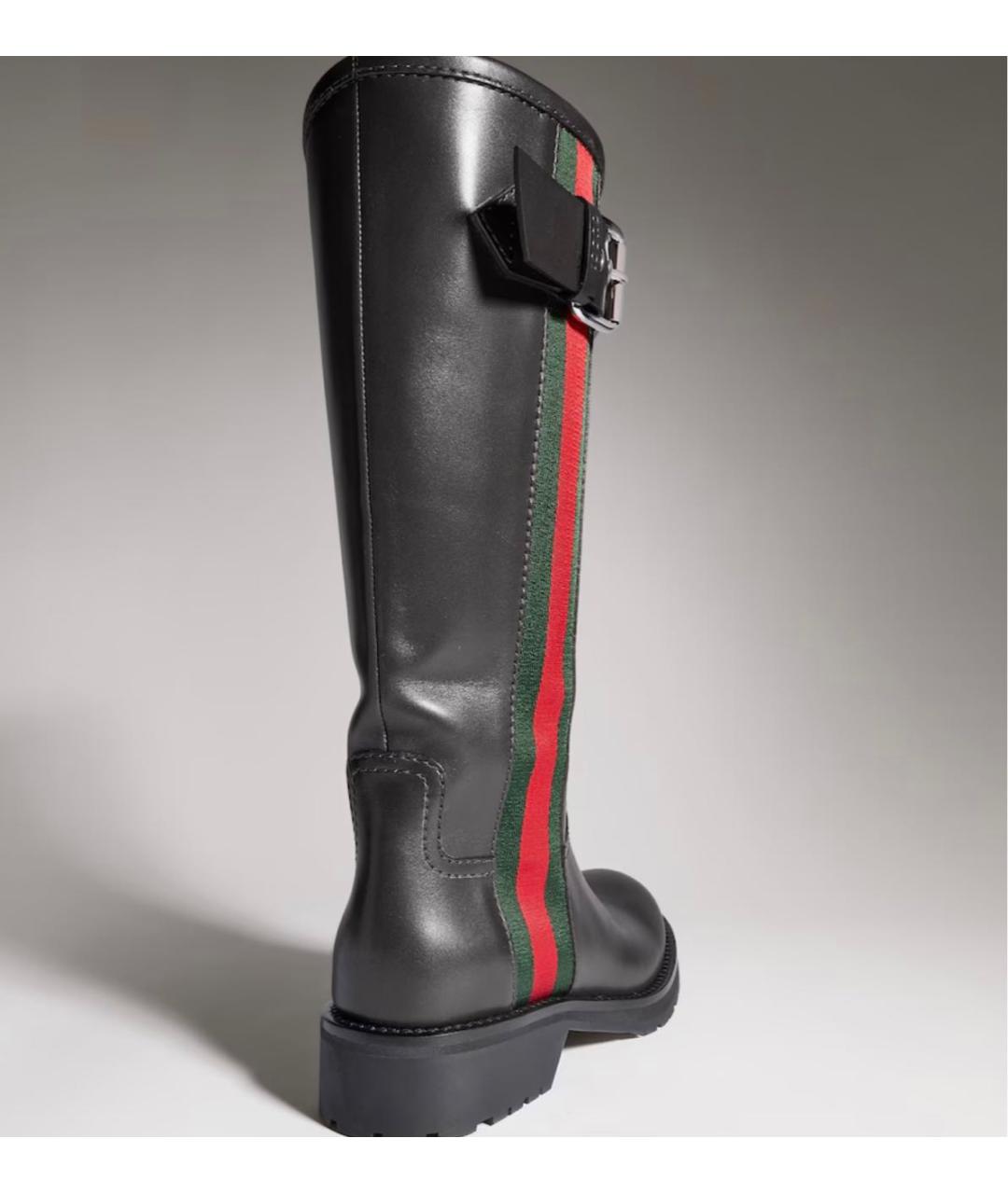 GUCCI Черные кожаные сапоги, фото 3