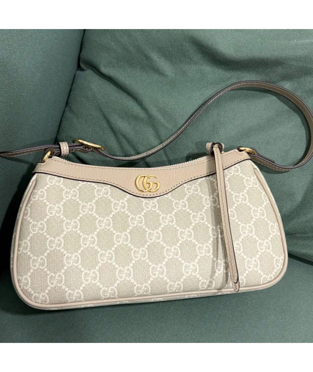 GUCCI Бежевая кожаная сумка с короткими ручками, фото 5