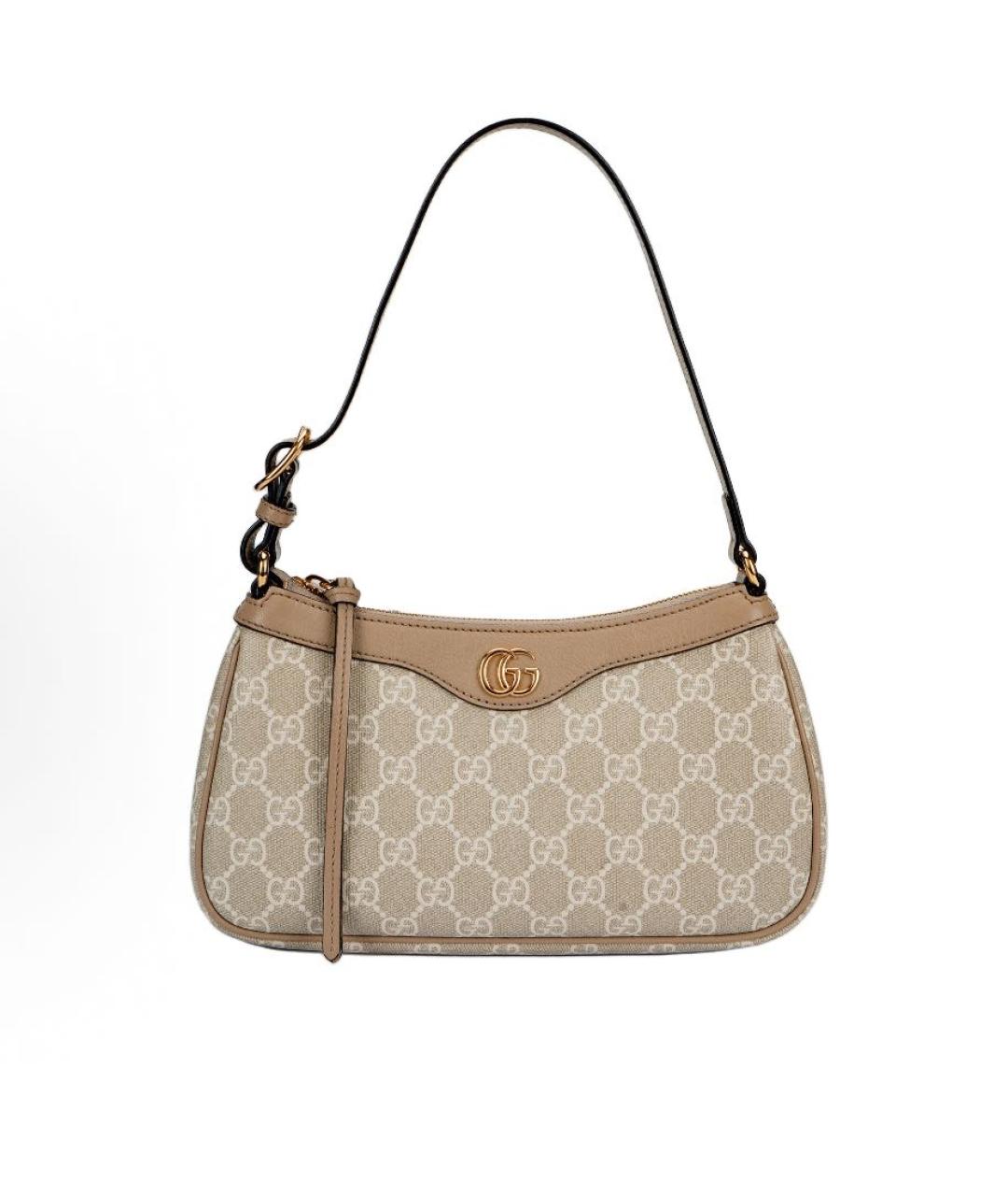 GUCCI Бежевая кожаная сумка с короткими ручками, фото 8