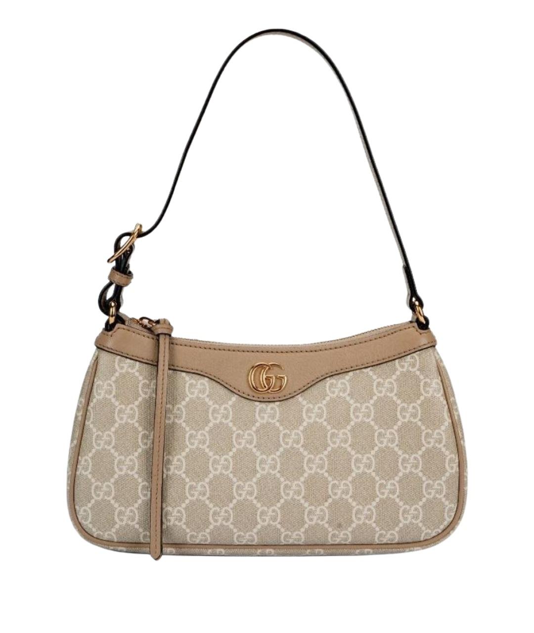 GUCCI Бежевая кожаная сумка с короткими ручками, фото 9