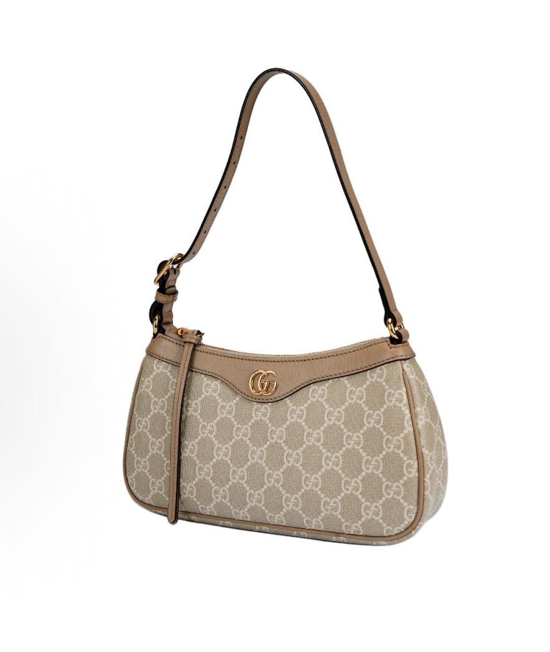 GUCCI Бежевая кожаная сумка с короткими ручками, фото 2